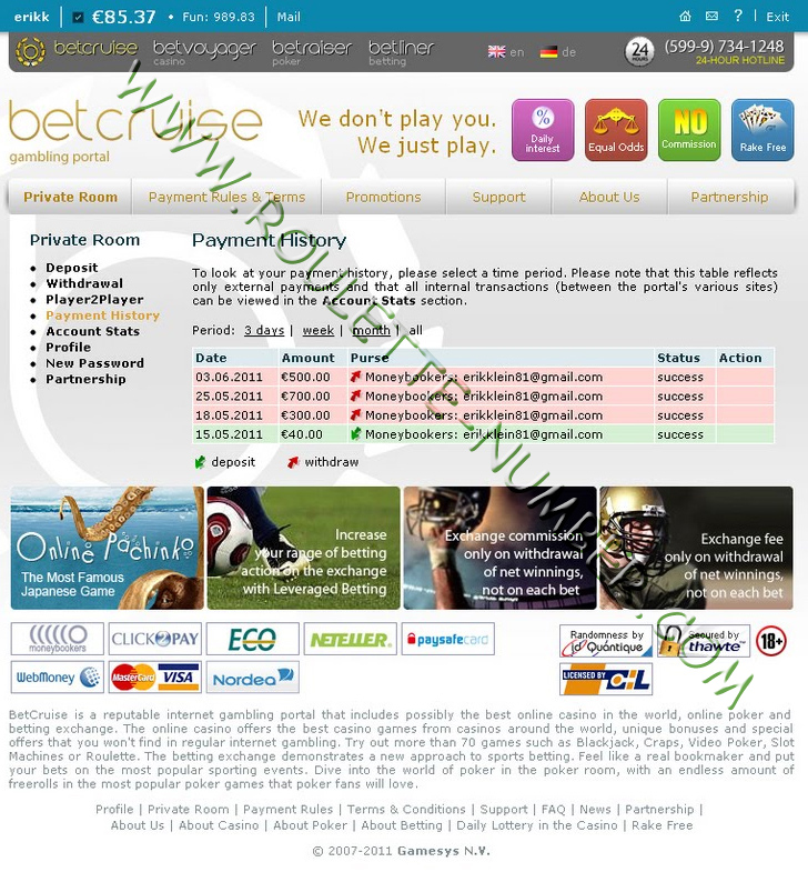 Erik Klein from Germany won 1,500 EUR at BetVoyager Casino